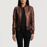 Wygion Maroon Leather Bomber Jacket